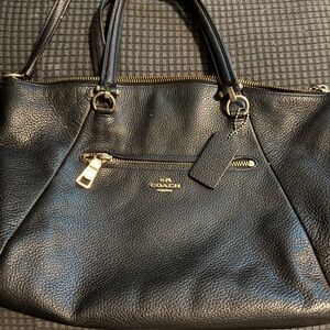 Coach Black Leather Tote Bag